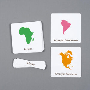 Kontynenty, karty edukacyjne Montessori