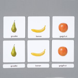 Owoce, karty edukacyjne Montessori