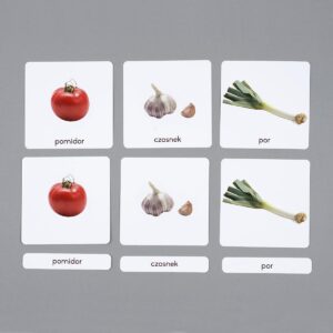 Warzywa, karty edukacyjne Montessori