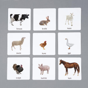 Zwierzęta gospodarskie, karty edukacyjne Montessori